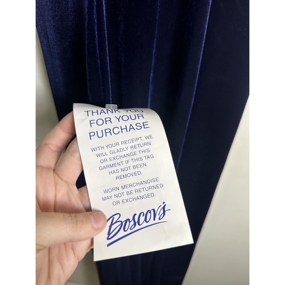 NWT Ronni Nicole Vtg Beaded Velvet Navy Blue Maxi Dress Sz 12 - Picture 5 of 8